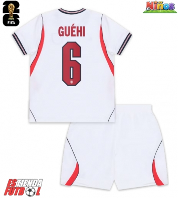 Inglaterra Marc Guehi #6 Primera Equipación Niños Mundial 2026 Manga Corta (+ Pantalones cortos)